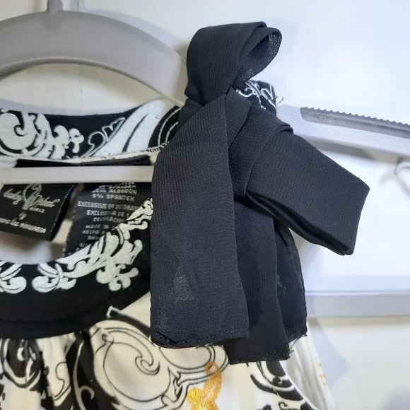 Y2K‎ Baby Phat Girl Dress 5 6 White Embroidered Ruffle Bow Gold Cat Logo Cottage - Picture 4 of 13